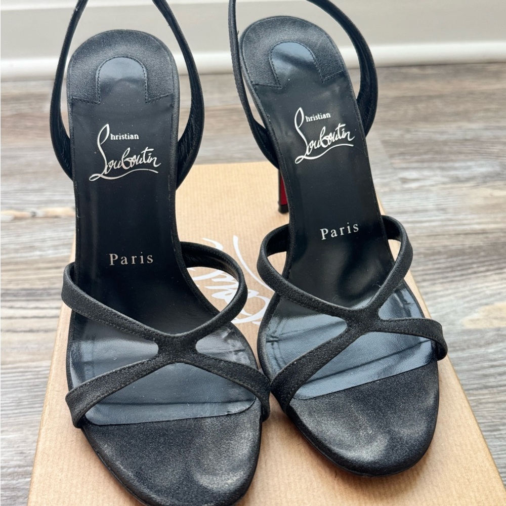 Christian Louboutin Black glitter Strappy Heels